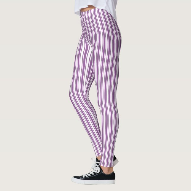 Leggings Bandes de bonbons violettes et blanches (Gauche)