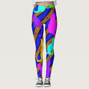 Leggings Bandes de chats colorés et art animal à petits poi