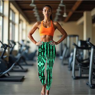 Leggings Bandes de tigres de néon vert - motif