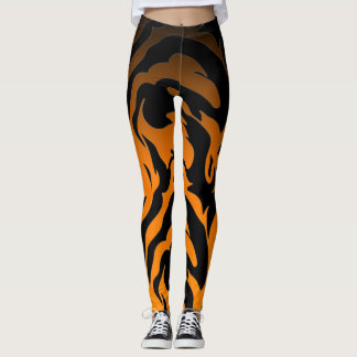 Leggings Bandes de tigres orange et noir