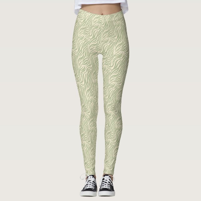 Leggings Bandes de tigres Posters de animaux vertes (Devant)