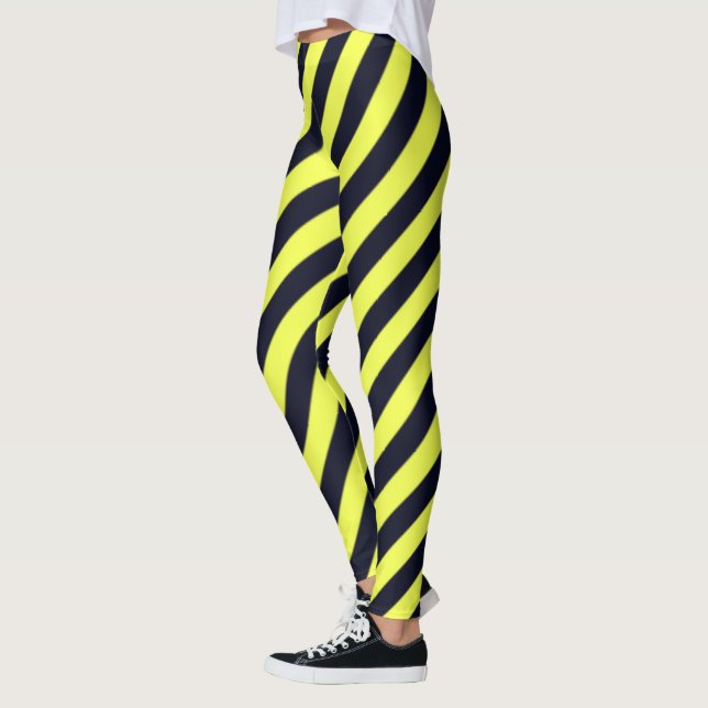 Leggings Bandes diagonales noire et jaune (Gauche)