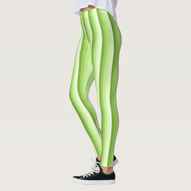 Leggings Bandes d'ombre vert citron (Gauche)