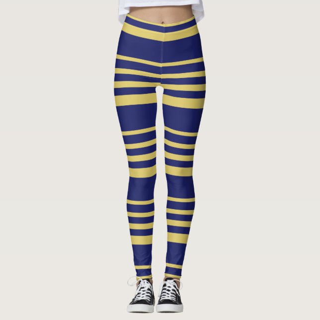 Leggings Bandes d'or et de marine à motifs (Devant)