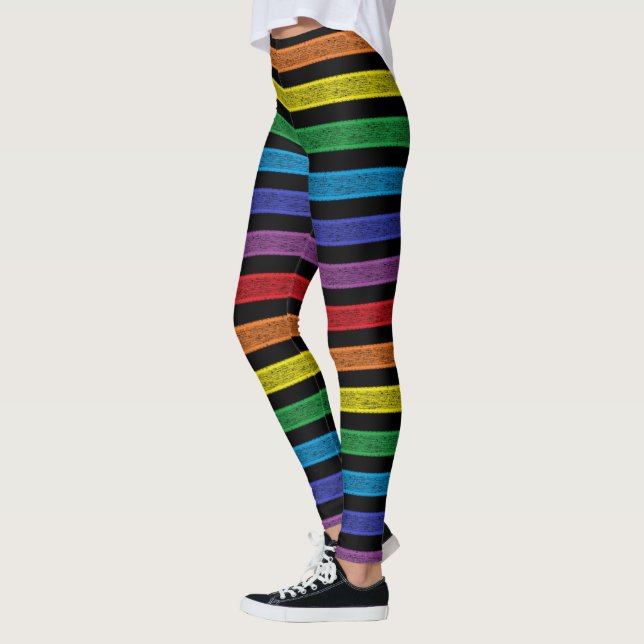 Leggings Bandes en arc-en-ciel Noir (Gauche)