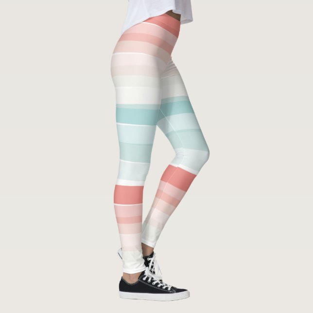 Leggings Bandes estivales en corail et turquoise (Droite)
