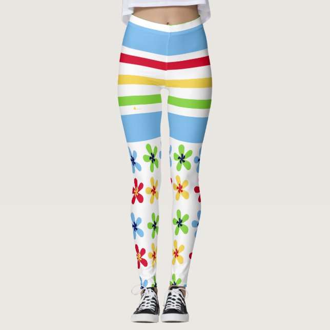 Leggings Bandes et légendes de fleurs (Devant)