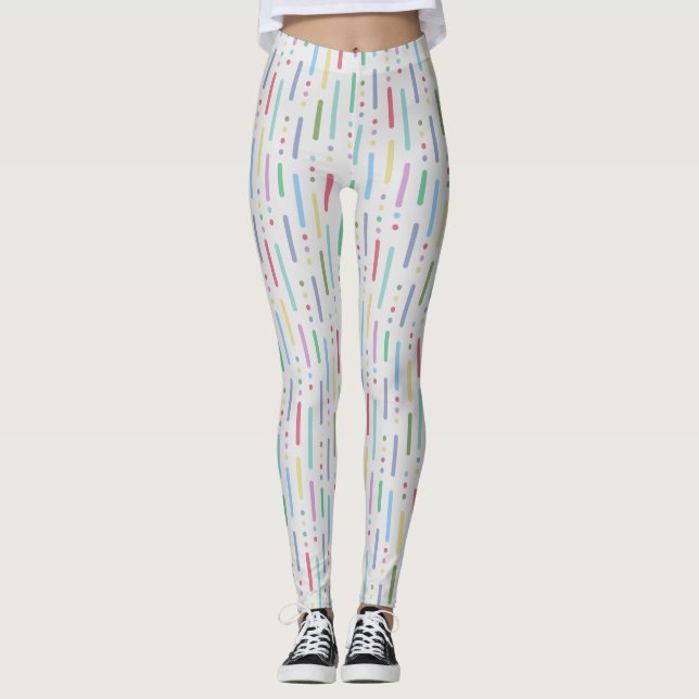 Leggings Bandes et points pastel (Devant)