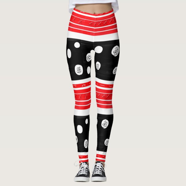 Leggings Bandes Et Pois Polka (Devant)