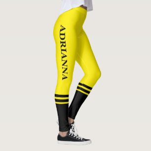 Leggings Bandes horizontales noires Nom Jaune canari