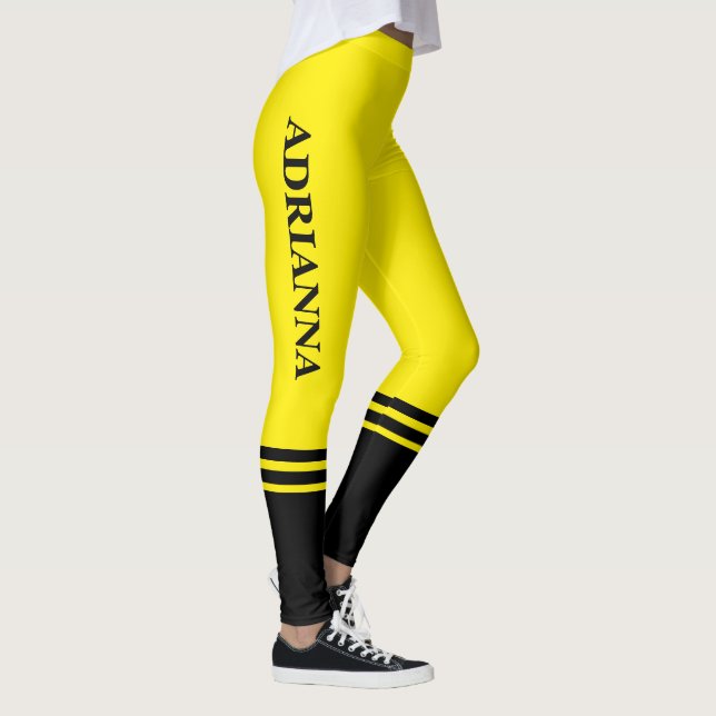 Leggings Bandes horizontales noires | Nom | Jaune canari (Droite)