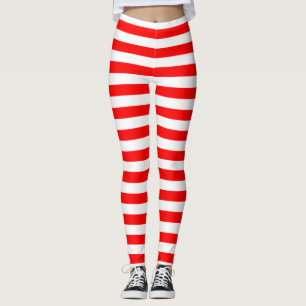 Leggings Bandes horizontales rouges et blanches