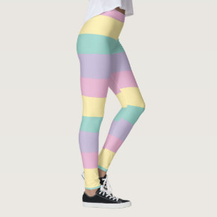 Leggings Bandes Inégales Pink, Jaune, Violet & Vert