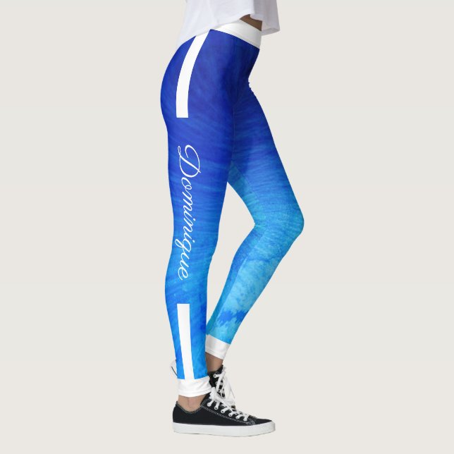 Leggings Bandes latérales monogrammes sur le fond bleu dégr (Droite)