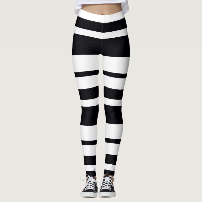 Leggings Bandes Noires Et Blanches (Devant)