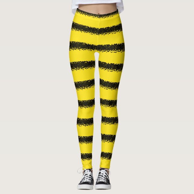 Leggings Bandes noires et jaunes inspirées des abeilles (Devant)