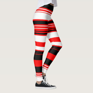 Leggings Bandes noires rouges et blanches