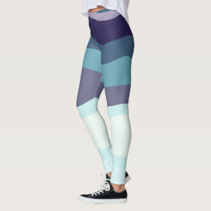 Leggings Bandes ondulées violettes et turquoise