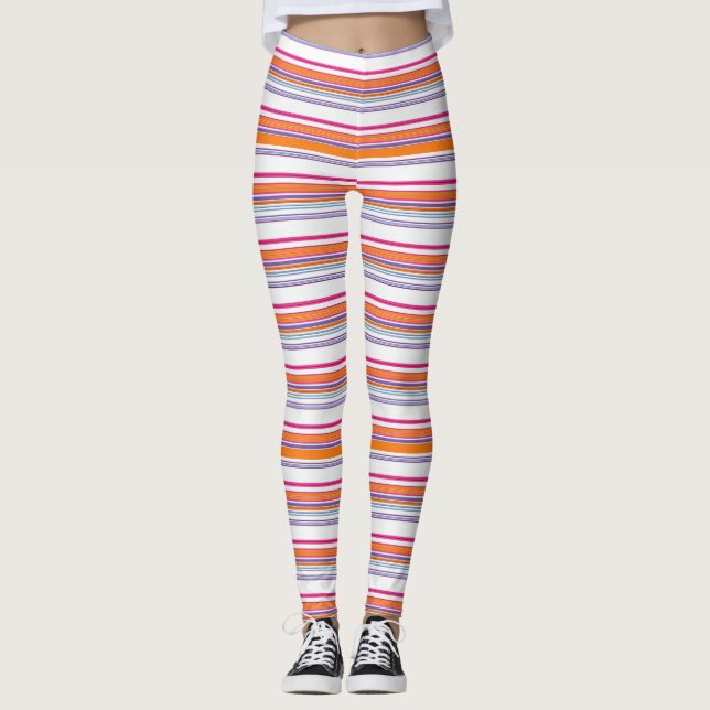 Leggings Bandes orange rose pâle (Devant)