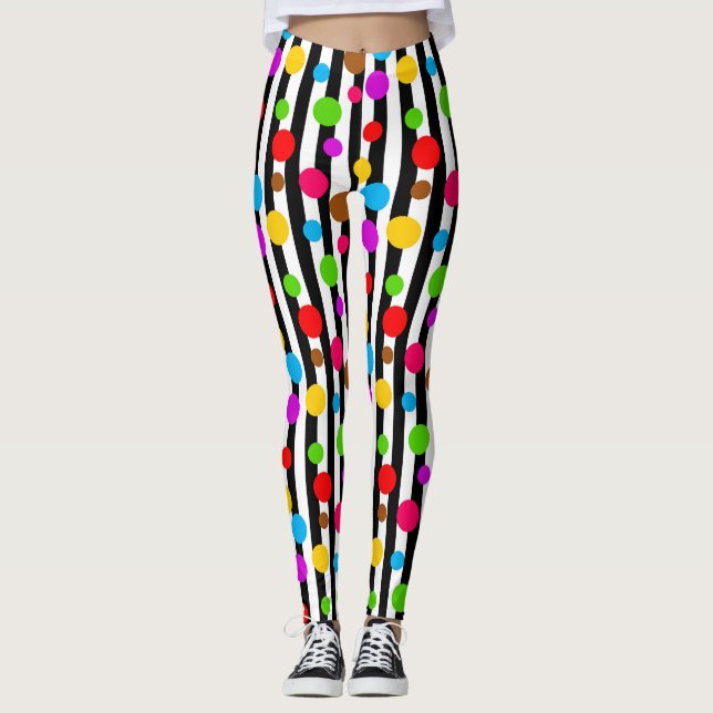 Leggings Bandes Pois colorées (Devant)
