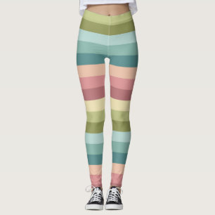Leggings Bandes printanières pastel motif coloré