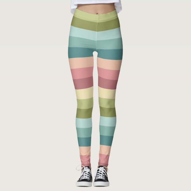 Leggings Bandes printanières pastel motif coloré (Devant)