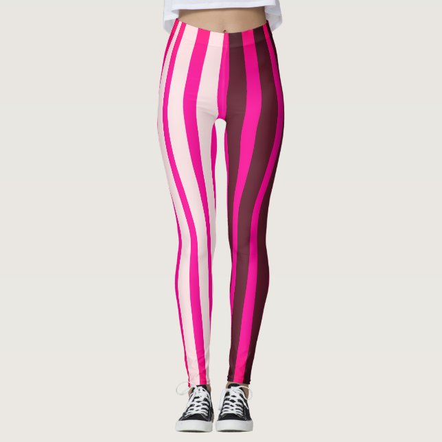 Leggings Bandes roses blanches et noires (Devant)