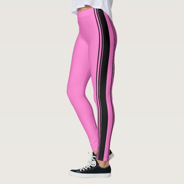 Leggings Bandes roses et noires (Gauche)