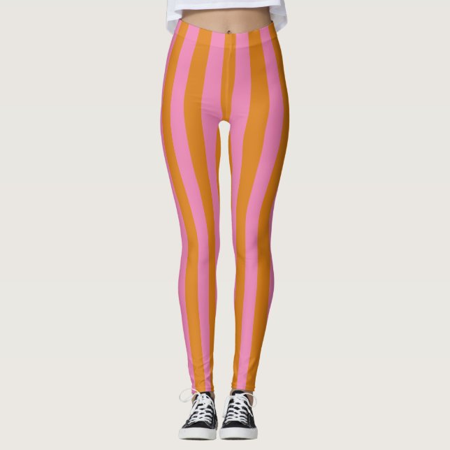 Leggings Bandes roses et orange (Devant)