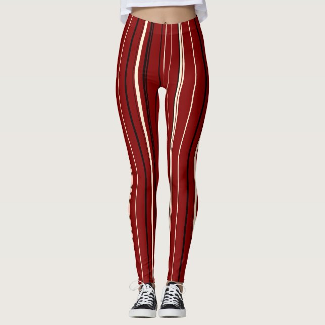 Leggings Bandes rouges et noires (Devant)