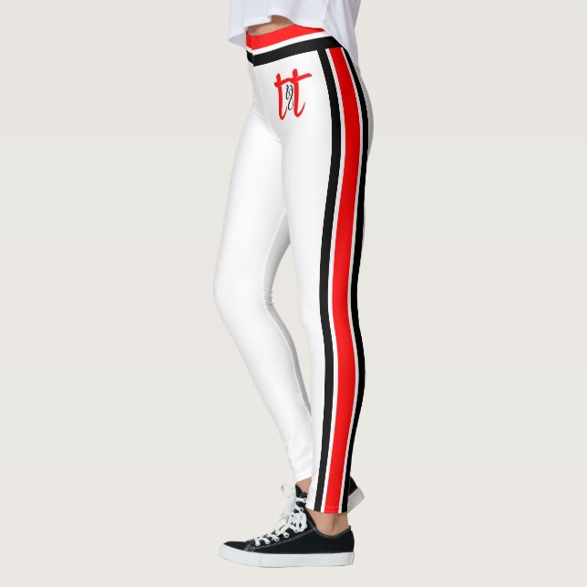 Leggings Bandes rouges/noires sur blanc (Gauche)
