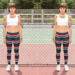 Leggings Bandes rouges rétro<br><div class="desc">Bande rétro rouge bleu blanc</div>