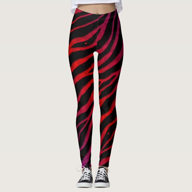 Leggings Bandes SpaceTime arrachées - Violet/Rouge (Devant)