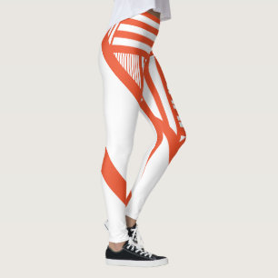 Leggings Bandes triangulaires - Orange et Blanc