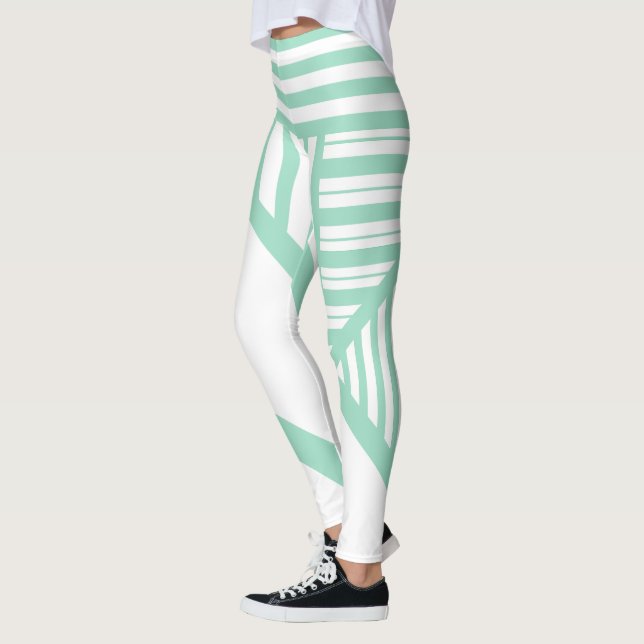 Leggings Bandes triangulaires - Vert et blanc de menthe (Gauche)