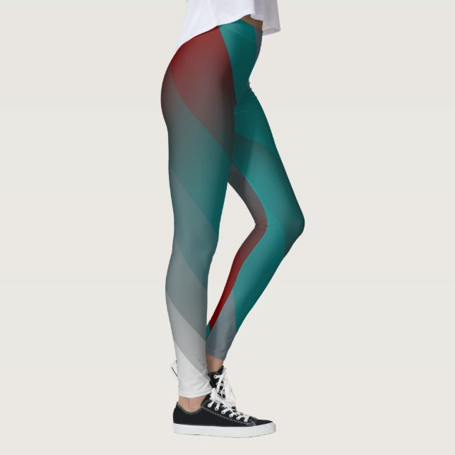 Leggings Bandes turquoises de gris bordeaux (Droite)