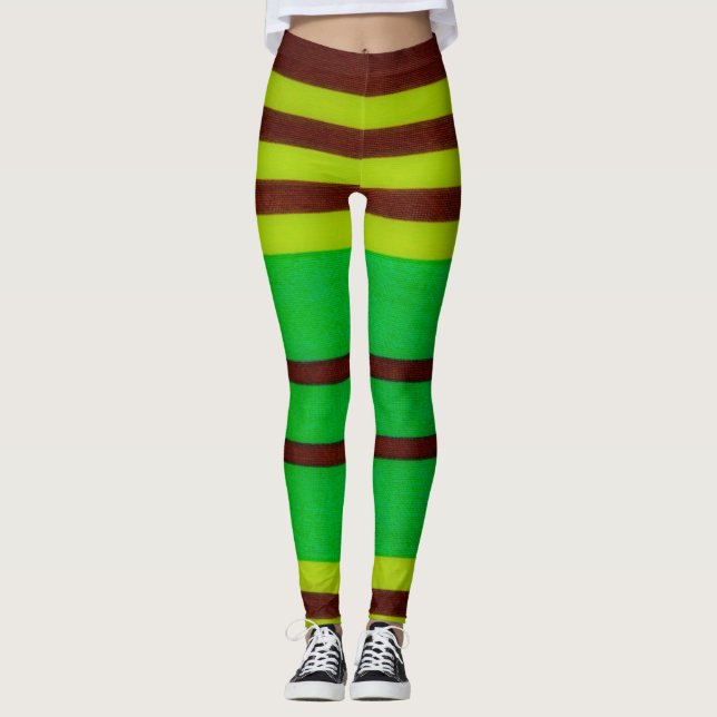 Leggings Bandes vertes et brunes (Devant)
