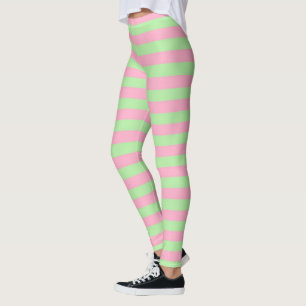 Leggings Bandes vertes et roses à la menthe