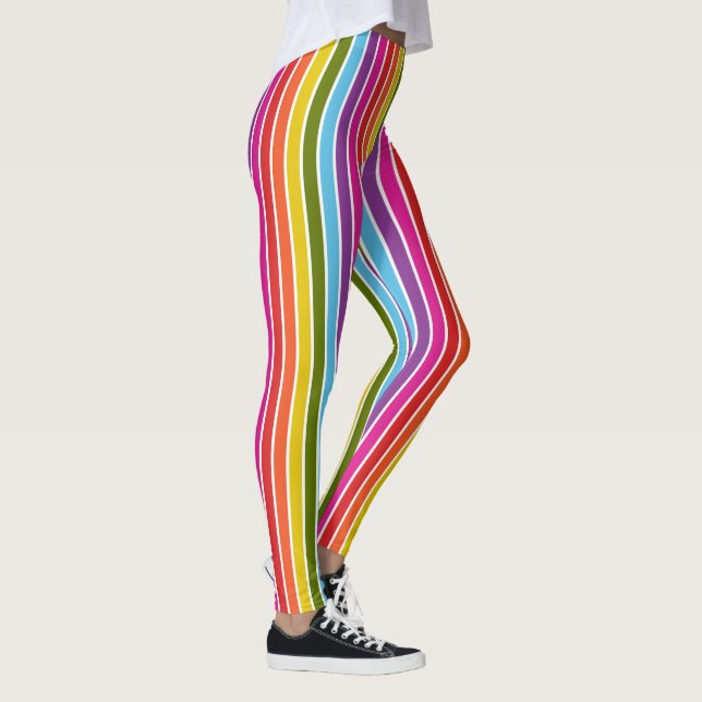 Leggings Bandes verticales arc-en-ciel multicolores (Droite)