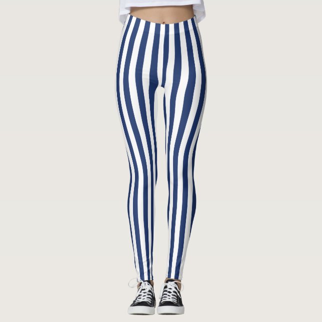 Leggings Bandes verticales minces de la marine (Devant)