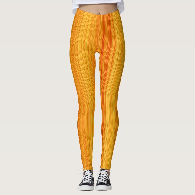 Leggings Bandes Verticales Motifs Jaunes Et Rouges (Devant)