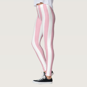 Leggings Bandes verticales rose et blanc