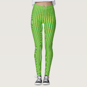 Leggings Bandes verticales vertes et dorées