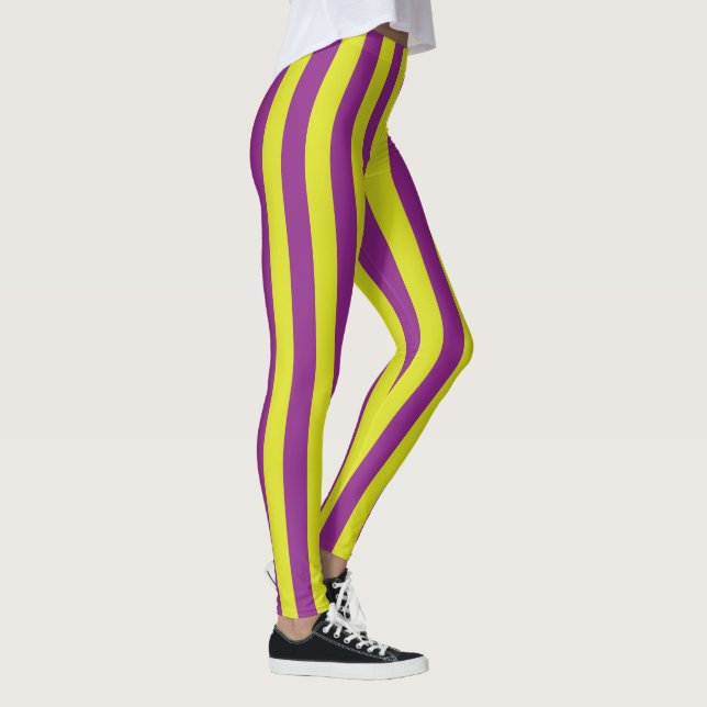 Leggings Bandes Vintages violet et jaune (Droite)