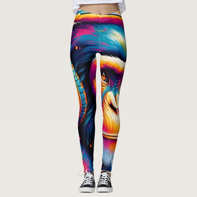 Leggings Banksy DJ Monkey Gorilla Chimp (Devant)