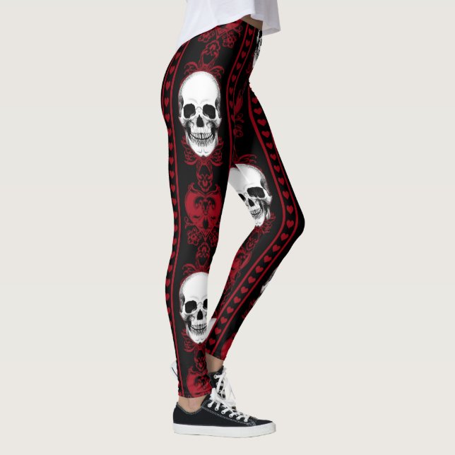 Leggings Baroque crâne Motif rouge (Droite)