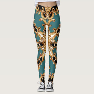 Leggings Baroque d'or, décoration luxueuse.