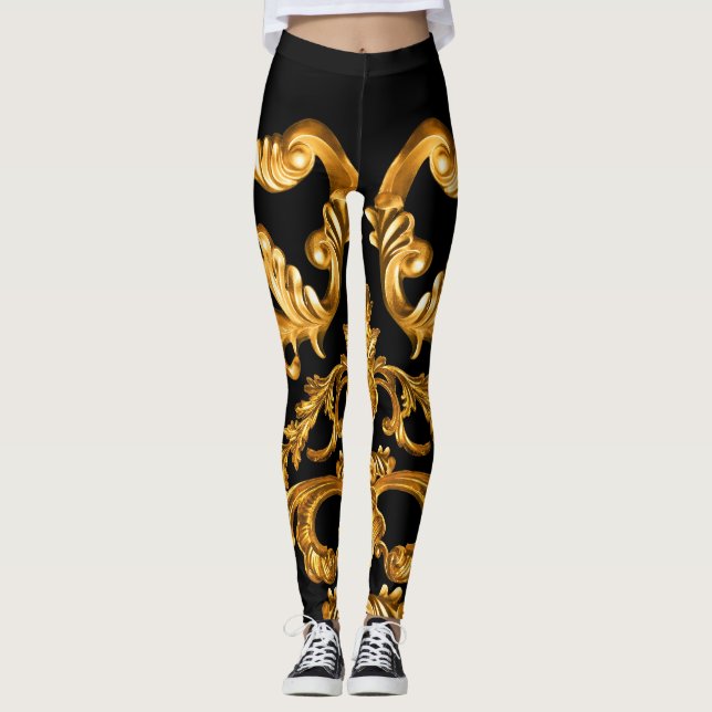 Leggings Baroque d'or, éléments ornementaux. (Devant)