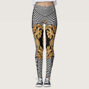 Leggings Baroque d'or : Ornement de chaînes élégantes