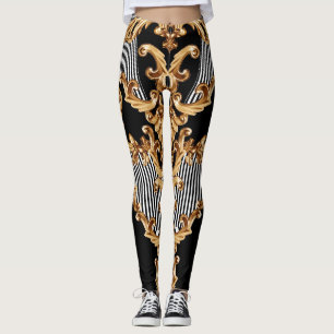 Leggings Baroque doré, décoration complexe.